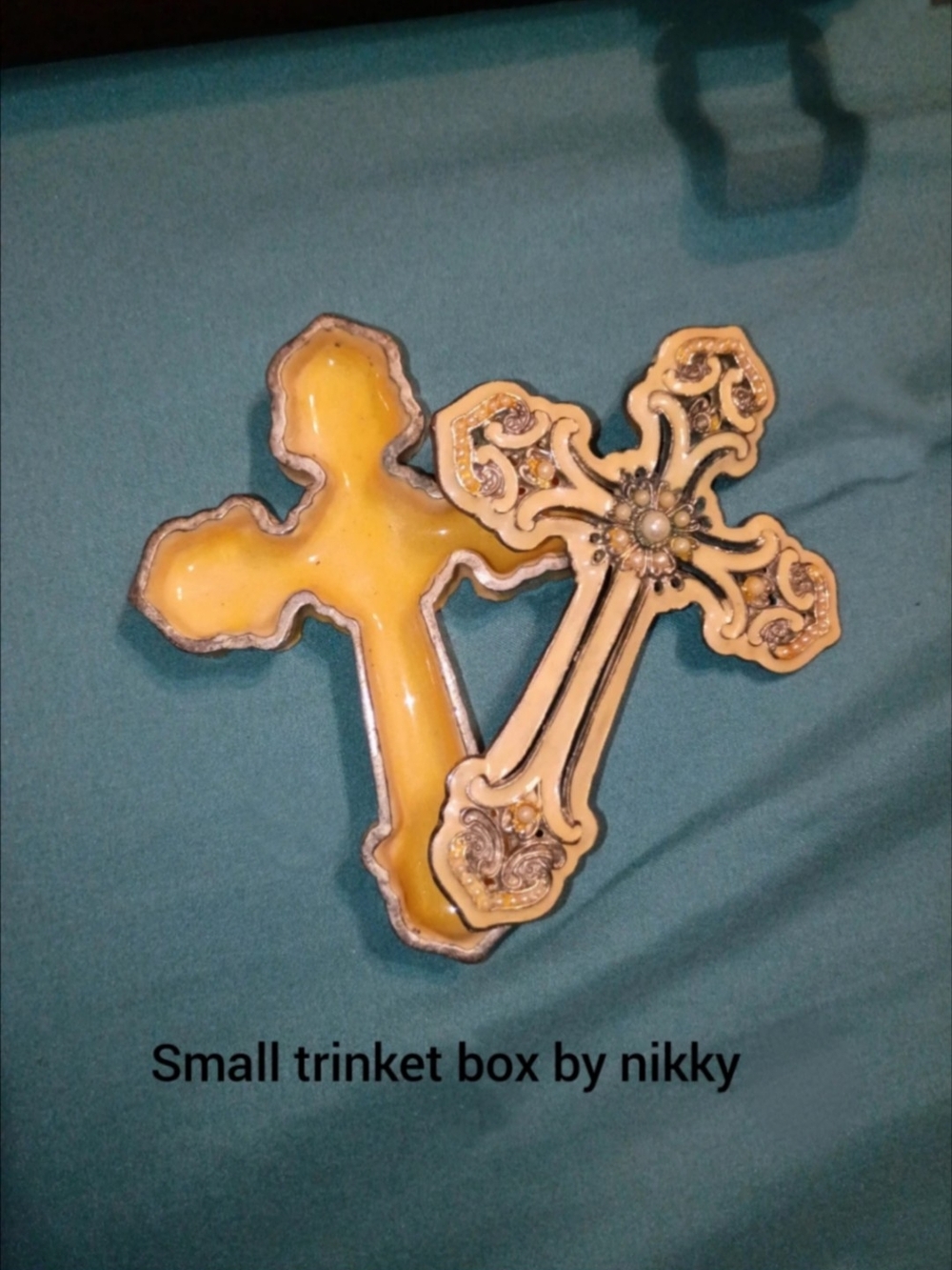 Yellow Cross Trinket Box - Decorative Home Accent